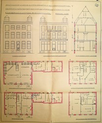 <p>In navolging van Huisman start H.J. Slurink in 1927 het voormalige grote woonhuis van de familie Schuttevaer (A) ook een zeilmakerij. De gang en de vertrekken op de begane grond maken plaats voor een open ruimte die dienst doet als winkel en werkplaats (archief HCO). </p>

